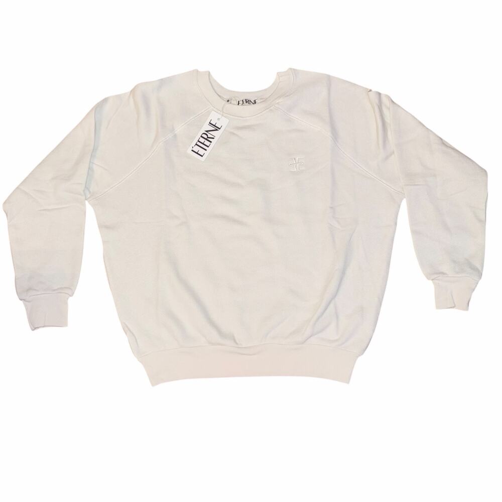 ÉTERNE Ivory Crewneck Sweatshirt NWT Women’s Size Large French Terry $230